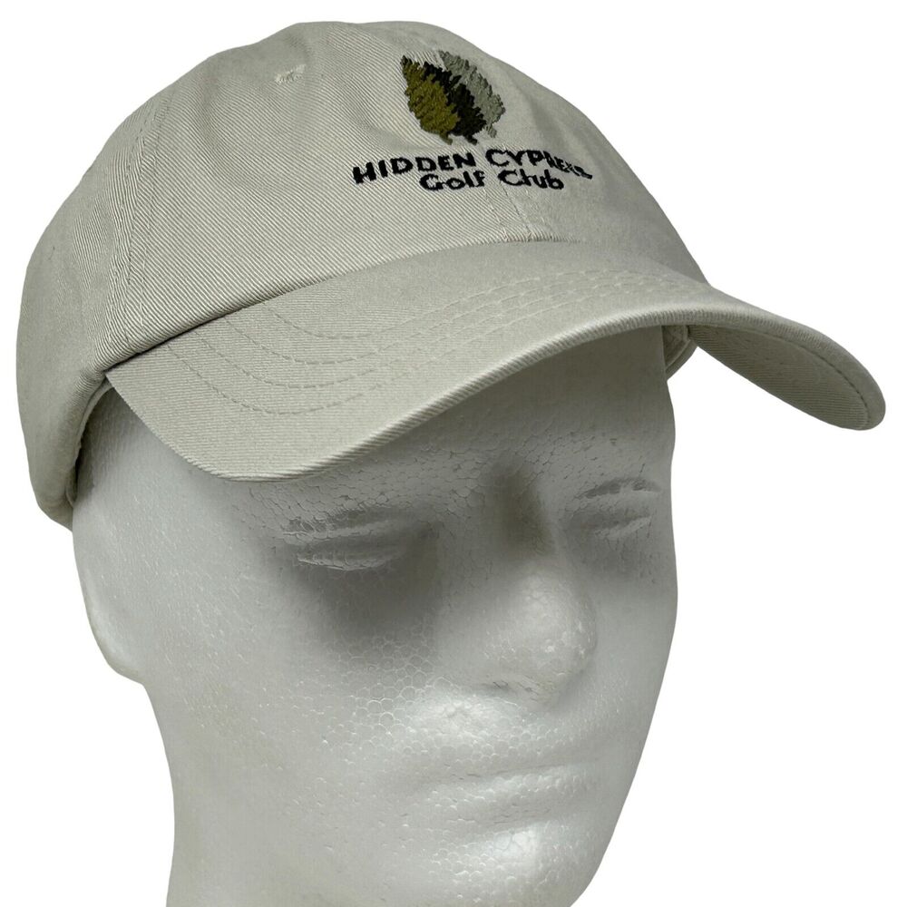Hidden Cypress Golf Club Dad Hat Cap Golfing Golfer Bluffton SC Strapback Beige